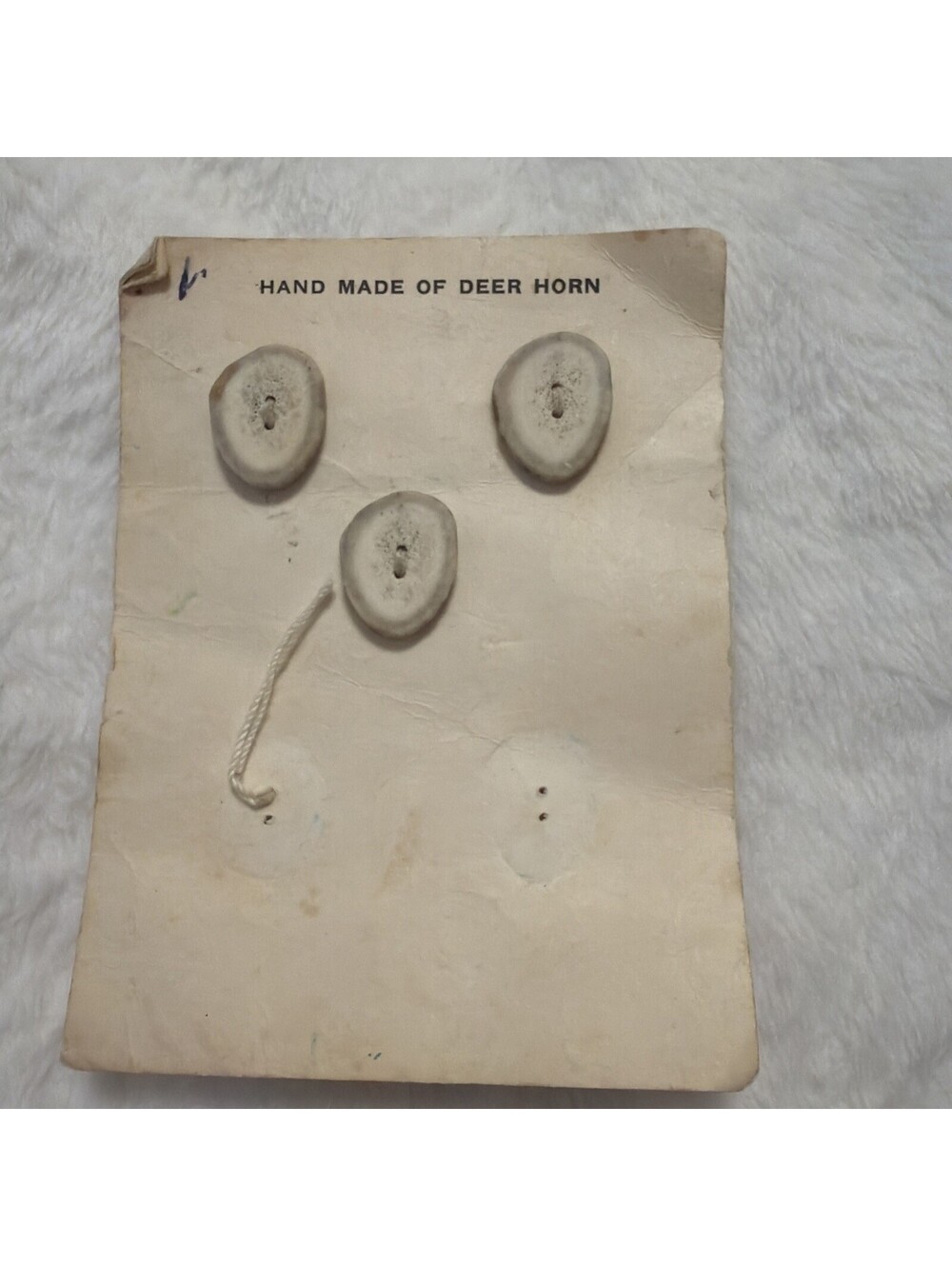 Deer Antler Buttons Original Card Set of 3 Sewing"